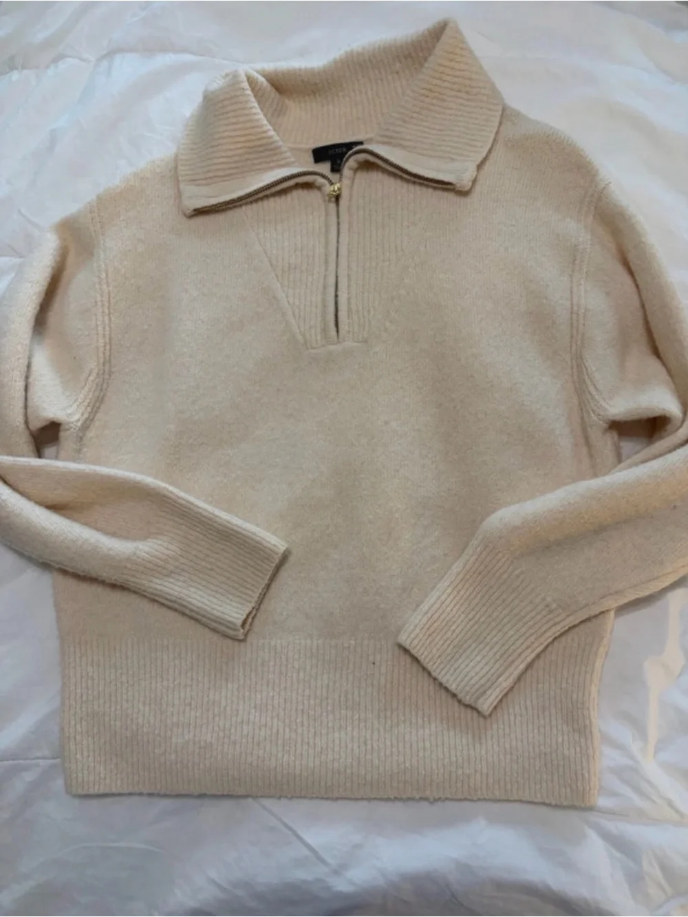 J.Crew Relaxed merino wool blend half-zip stretch sweater
